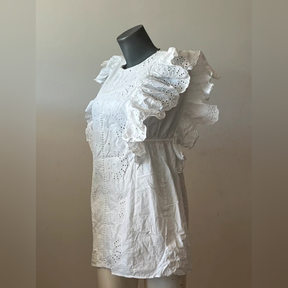 White Ruffled Eyelet Dress - Picture 3 of 4